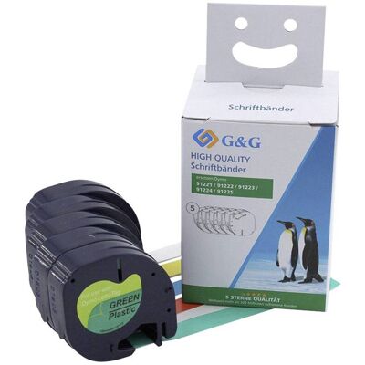 G&G LT Label Tape - 5 Colors, Black Text - 12mm x 4m G&G LT Label Tape - 5 Colors, Black Text - 12mm x 4m