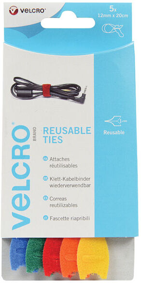 Velcro Europe S.A. VELCRO® Brand VEL-EC60466 Reusable Ties 12mm x 20cm Black 15 Pieces