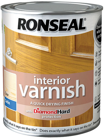 Ronseal 36871 Interior Varnish Quick Dry Satin Clear 750ml