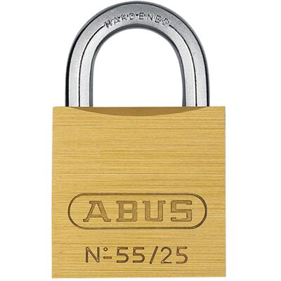 ABUS 35080 55/40mm Brass Padlock 63mm Long Shackle Carded ABUS 35080 55/40mm Brass Padlock 63mm Long Shackle Carded