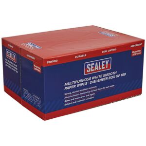 Sealey White Multipurpose Paper Wipes - Dispenser Box - 150 Sheets Sealey White Multipurpose Paper Wipes - Dispenser Box - 150 Sheets