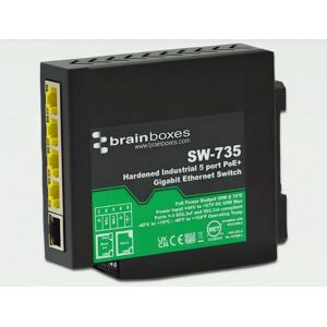 Brainboxes SW-735 Hardened Industrial 5 Port PoE+ Gigabit Ethernet... Brainboxes SW-735 Hardened Industrial 5 Port PoE+ Gigabit Ethernet...