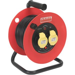 Sealey CR12515 Cable Reel 25m 2 x 110V 1.5mm² Heavy-Duty Thermal Trip Sealey CR12515 Cable Reel 25m 2 x 110V 1.5mm² Heavy-Duty Thermal Trip