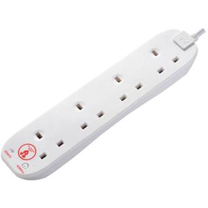 Masterplug White Surge Protected 6-Gang Extension Lead - 2m Masterplug White Surge Protected 6-Gang Extension Lead - 2m