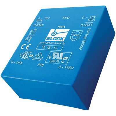 Block FL 6/12 Transformer - 6 VA PCB, 2x115V to 2x12V Block FL 6/12 Transformer - 6 VA PCB, 2x115V to 2x12V