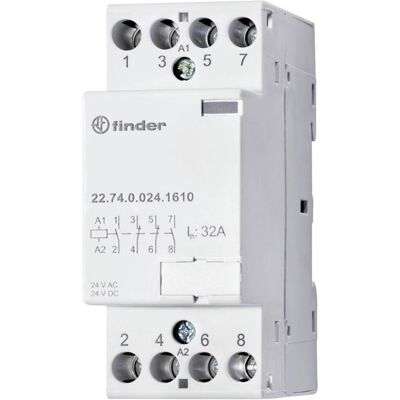 Finder 22.74.0.024.1310 Contactor - 4 NO - 24 V/DC, 24 V/AC - 32 A Finder 22.74.0.024.1310 Contactor - 4 NO - 24 V/DC, 24 V/AC - 32 A