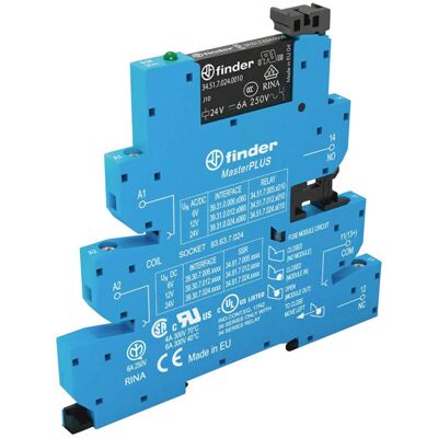 Finder 39.31.0.024.4060 Relay - 12-24V DC/AC, 6A, Modular, IP20 Finder 39.31.0.024.4060 Relay - 12-24V DC/AC, 6A, Modular, IP20