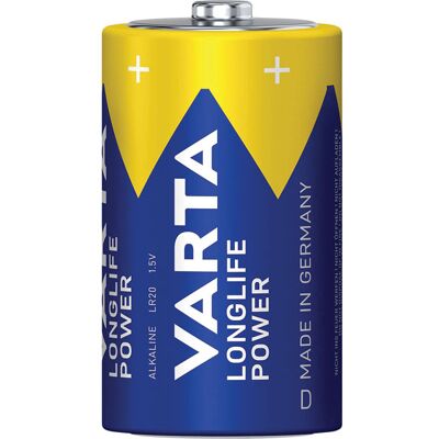Varta LR20 Alkaline Battery - D Size - 16500mAh - High Energy Varta LR20 Alkaline Battery - D Size - 16500mAh - High Energy