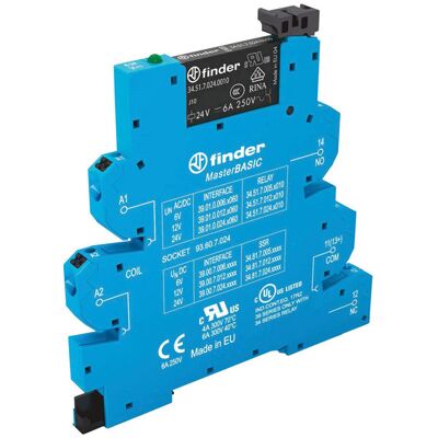 Finder 39.11.0.006.0060 Relay - Suitable for DIN rail, 6V/DC/AC, 6A Finder 39.11.0.006.0060 Relay - Suitable for DIN rail, 6V/DC/AC, 6A