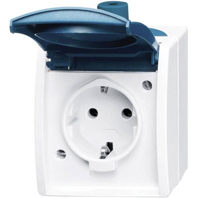 Busch-Jaeger 20/2 EW-53 Ocean Two Gang Socket Surface-Mount Wet Room Busch-Jaeger 20/2 EW-53 Ocean Two Gang Socket Surface-Mount Wet Room