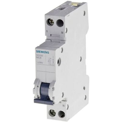 Siemens - Circuit Breaker 16A Type B 230V 6kA - 1+N - Compact 18mm Siemens - Circuit Breaker 16A Type B 230V 6kA - 1+N - Compact 18mm