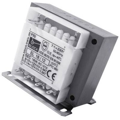 Brand EL 13/9 Transformer - Open Type, 13VA, 230V Input, 2x9V Output Brand EL 13/9 Transformer - Open Type, 13VA, 230V Input, 2x9V Output