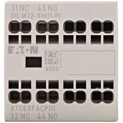 Eaton DILM32-XHI11-PI Auxiliary Contact Block - 1 NO, 1 NC, 4A - Contactors Series DILM7-10 to DILM38-10 Eaton DILM32-XHI11-PI Auxiliary Contact Block - 1 NO, 1 NC, 4A - Contactors Series DILM7-10 to DILM38-10