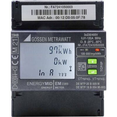 Gossen Metrawatt U2389-V047 Energy Meter - 3-Phase Digital MID Certified Gossen Metrawatt U2389-V047 Energy Meter - 3-Phase Digital MID Certified