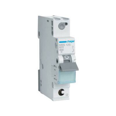 Hager MBS120 Circuit Breaker - 20A, 1P, Gray - Type B, IP2X Hager MBS120 Circuit Breaker - 20A, 1P, Gray - Type B, IP2X