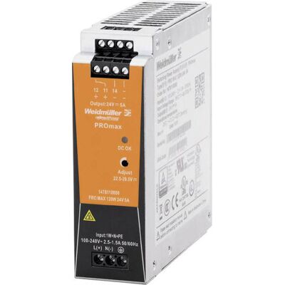Weidmüller PRO MAX 120W 24V 5A Power Supply - DIN-Rail Weidmüller PRO MAX 120W 24V 5A Power Supply - DIN-Rail