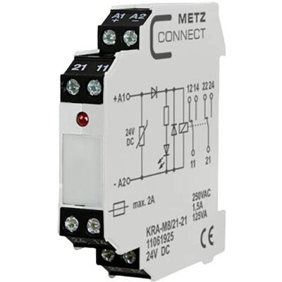 Metz Connect 24V/DC Relay - 2 Changeover Contacts - Compact Metz Connect 24V/DC Relay - 2 Changeover Contacts - Compact
