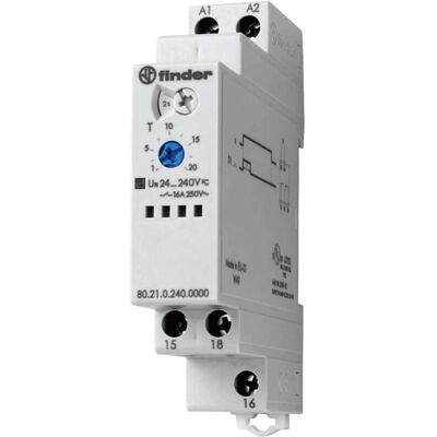 Finder 80.21.0.240.0000 Multi-Voltage Monofunction Timer - 16A SPDT 400VAC Finder 80.21.0.240.0000 Multi-Voltage Monofunction Timer - 16A SPDT 400VAC