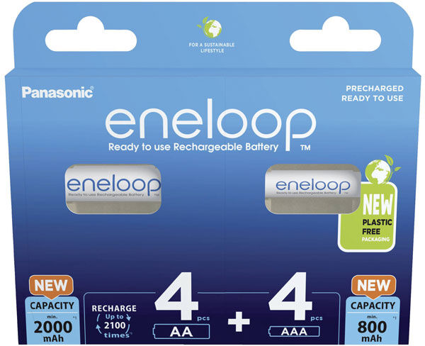 Panasonic 52302191 Eneloop Batteries AAA/AA 8pcs Rechargeable Long...