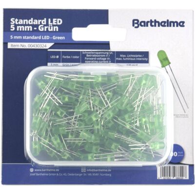 Barthelme 00430324 - LED Assortment - Green - Round 5mm - 120 mcd - 35° - 20mA - 2V Barthelme 00430324 - LED Assortment - Green - Round 5mm - 120 mcd - 35° - 20mA - 2V