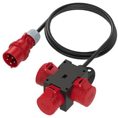PCE Power Distributor - 3 CEE Sockets, 16A, 400V - 1.5m IP44 PCE Power Distributor - 3 CEE Sockets, 16A, 400V - 1.5m IP44