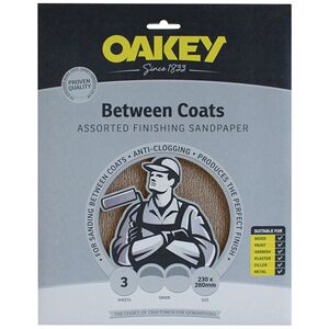 Oakey 58625 Fine Coats Sandpaper - Sandpaper - 230 x 280mm - 3 Sheets Oakey 58625 Fine Coats Sandpaper - Sandpaper - 230 x 280mm - 3 Sheets