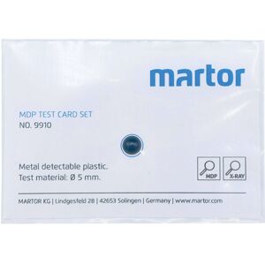Martor 9910.09 MDP Test Card Set 5 Cards with Metal-Detectable Plastic Martor 9910.09 MDP Test Card Set 5 Cards with Metal-Detectable Plastic