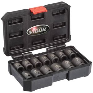 Vigor V5550S Kraft Bit Set 13-Piece 1/2" Hex Profile Phosphated Su... Vigor V5550S Kraft Bit Set 13-Piece 1/2" Hex Profile Phosphated Su...