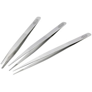 Vigor V1438 Tweezers Set 3-Piece Flat Round Blunt Pointed Tips Vigor V1438 Tweezers Set 3-Piece Flat Round Blunt Pointed Tips