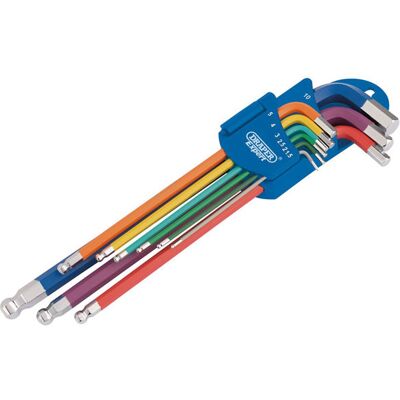 Draper Expert 66134 Metric Coloured Extra Long Hexagon & Ball End ... Draper Expert 66134 Metric Coloured Extra Long Hexagon & Ball End ...