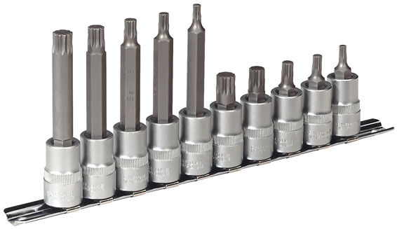 Sealey AK6216 Spline Socket Bit Set 10pc 3/8"sq Drive
