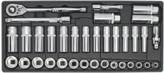 Sealey TBT20 Tool Tray with Socket Set 3/8"sq Drive 35pc