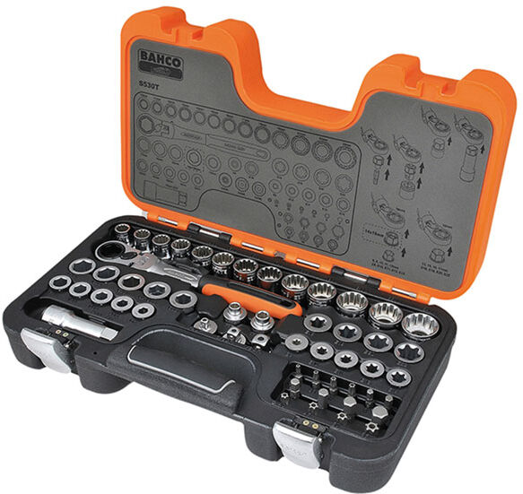 Bahco S530T Pass-Through Socket Set of 53 Metric 1/2in Drive