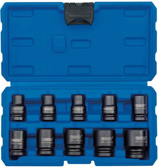 Draper 83092 1/2" Sq. Dr. Metric Impact Socket Set (10 Piece)