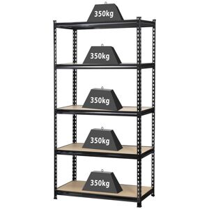 Toolcraft 1530556 Heavy Duty Shelving 350kg Capacity Metal MDF Black Toolcraft 1530556 Heavy Duty Shelving 350kg Capacity Metal MDF Black