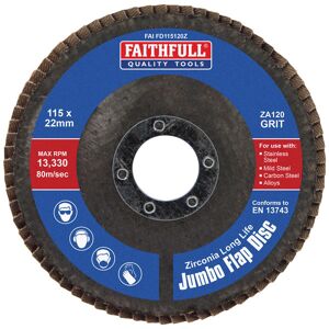 Faithfull FAIFD11540Z Zirconia Abrasive Jumbo Flap Disc A40 115mm Faithfull FAIFD11540Z Zirconia Abrasive Jumbo Flap Disc A40 115mm
