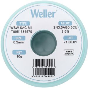 Weller T0051402899 Solder Lead-Free 100g 0.30mm Flux Core Sn0.6Cu0... Weller T0051402899 Solder Lead-Free 100g 0.30mm Flux Core Sn0.6Cu0...