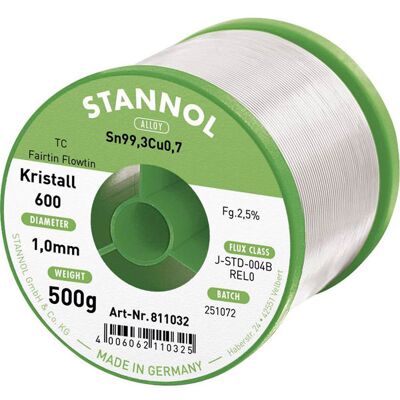 Stannol Kristall 600 Fairtin - Lead-Free Solder Wire - 500g 1mm Stannol Kristall 600 Fairtin - Lead-Free Solder Wire - 500g 1mm