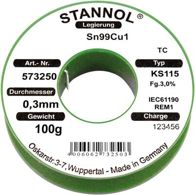 Stannol KS115 Lead-Free Solder Wire 1.5mm 250g Stannol KS115 Lead-Free Solder Wire 1.5mm 250g
