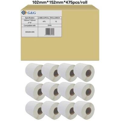 G&G Label Roll - 102 x 152 mm - White - Universal Labels G&G Label Roll - 102 x 152 mm - White - Universal Labels