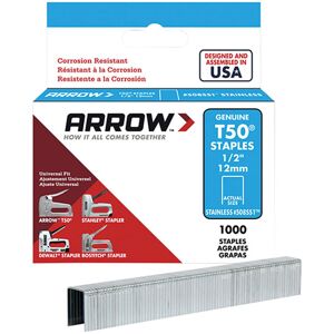 Arrow Stainless Steel Staples 12mm - T50, T55, Marine Arrow Stainless Steel Staples 12mm - T50, T55, Marine