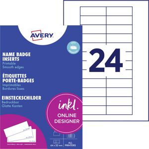 Avery-Zweckform L4727-20 Name badge insert White Card 90mm x 54mm Avery-Zweckform L4727-20 Name badge insert White Card 90mm x 54mm