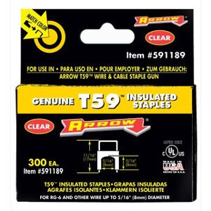 Arrow T59 Insulated Staples - 8x8mm, Clear, Box 300 Arrow T59 Insulated Staples - 8x8mm, Clear, Box 300