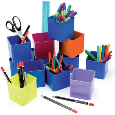Rapid Assorted Colour Desk Pots - Pack of 12 Rapid Assorted Colour Desk Pots - Pack of 12