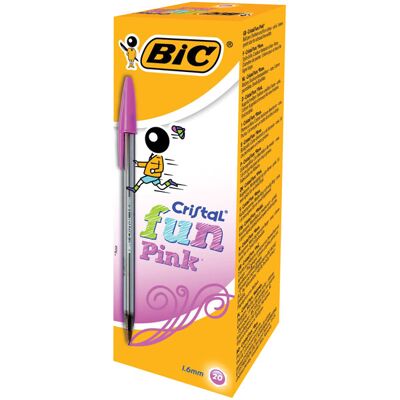 BiC Cristal Fun Ball Pen Purple Box of 20 BiC Cristal Fun Ball Pen Purple Box of 20