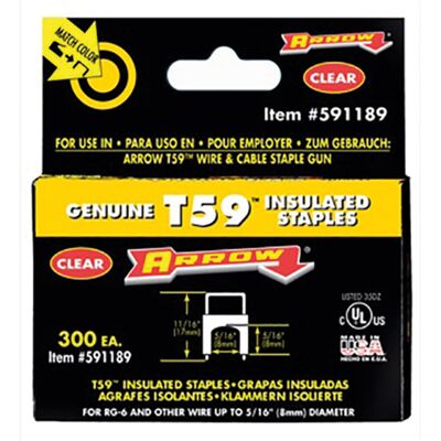 Arrow A591168BL T59 Insulated Staples Black 6 x 6mm Box of 300 Arrow A591168BL T59 Insulated Staples Black 6 x 6mm Box of 300