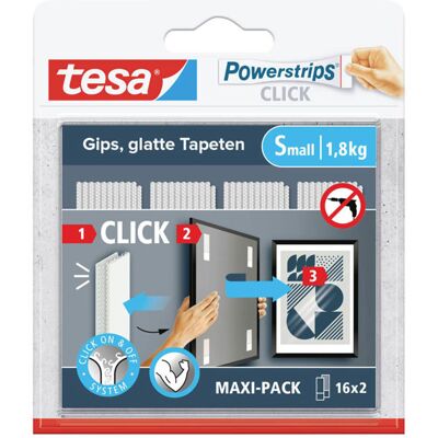 tesa 77721-00020-00 Powerstrips CLICK Adhesive Hooks 80 mm x 20 mm... tesa 77721-00020-00 Powerstrips CLICK Adhesive Hooks 80 mm x 20 mm...