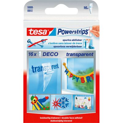 tesa® 58800 Powerstrips Deco Transparent Pack Of 16 tesa® 58800 Powerstrips Deco Transparent Pack Of 16