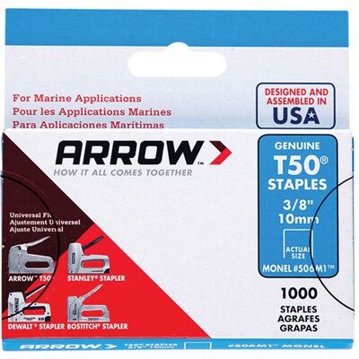 Arrow A506M1 T50M 506m Monel Staples 10mm (3/8in) Box 1000 Arrow A506M1 T50M 506m Monel Staples 10mm (3/8in) Box 1000