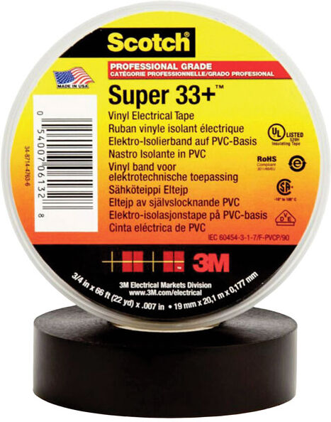 3M SUPER33+-19X20 Scotch® Vinyl Electrical Tape Super 33+, Black, ...